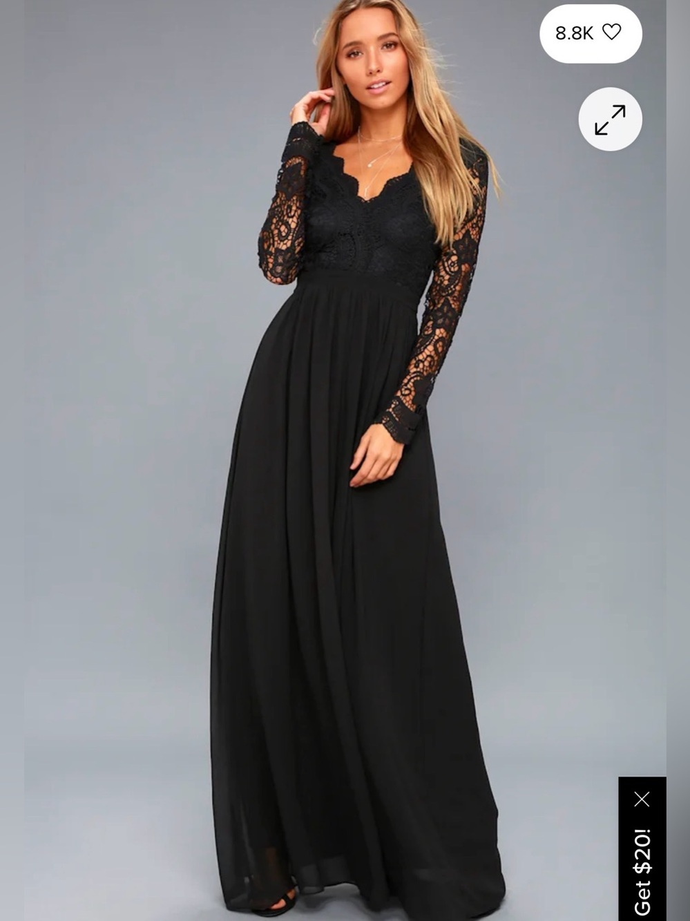 Lulus Awaken My Love Black Long Sleeve Lace Maxi Dress - NWT
